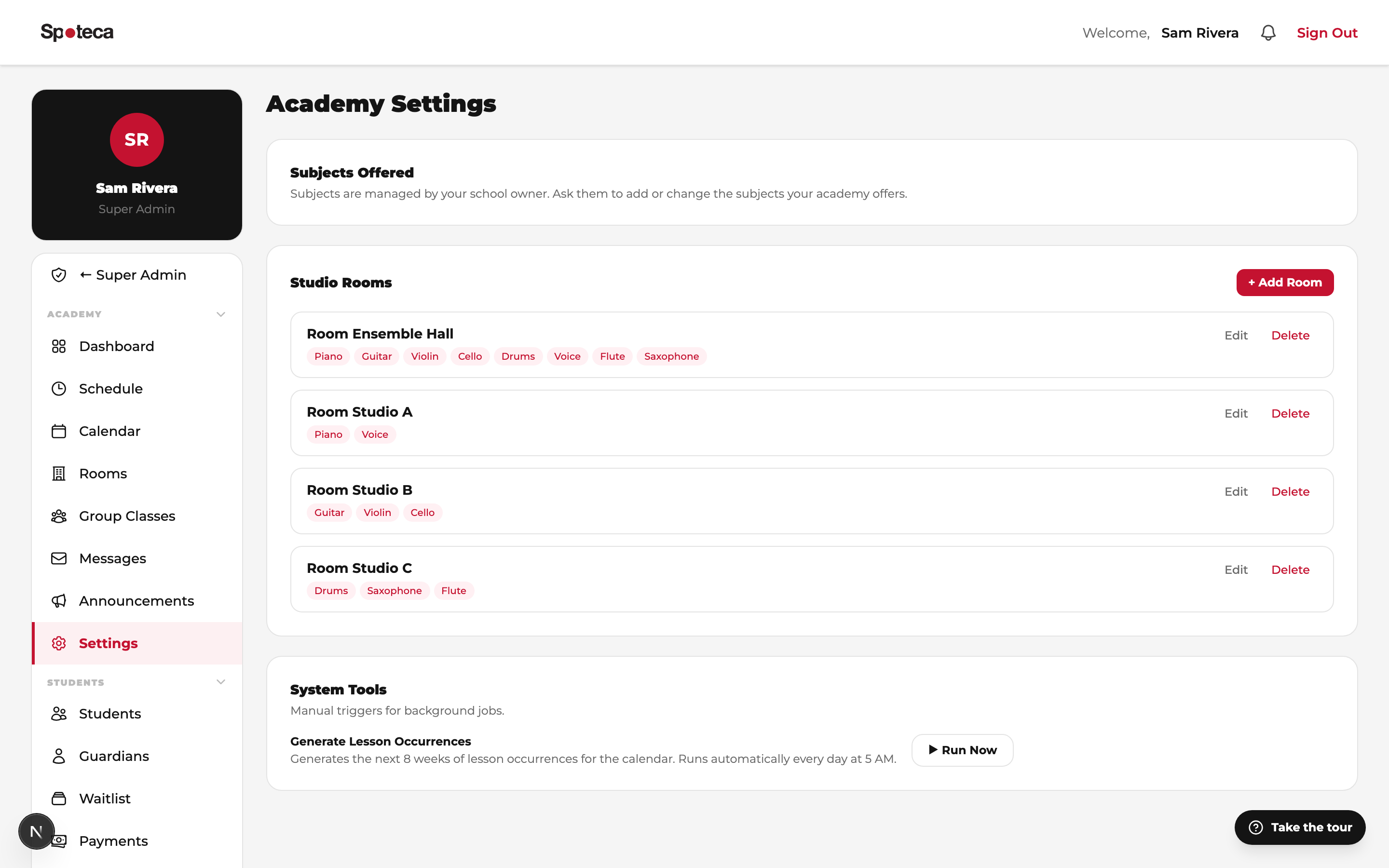 Admin settings