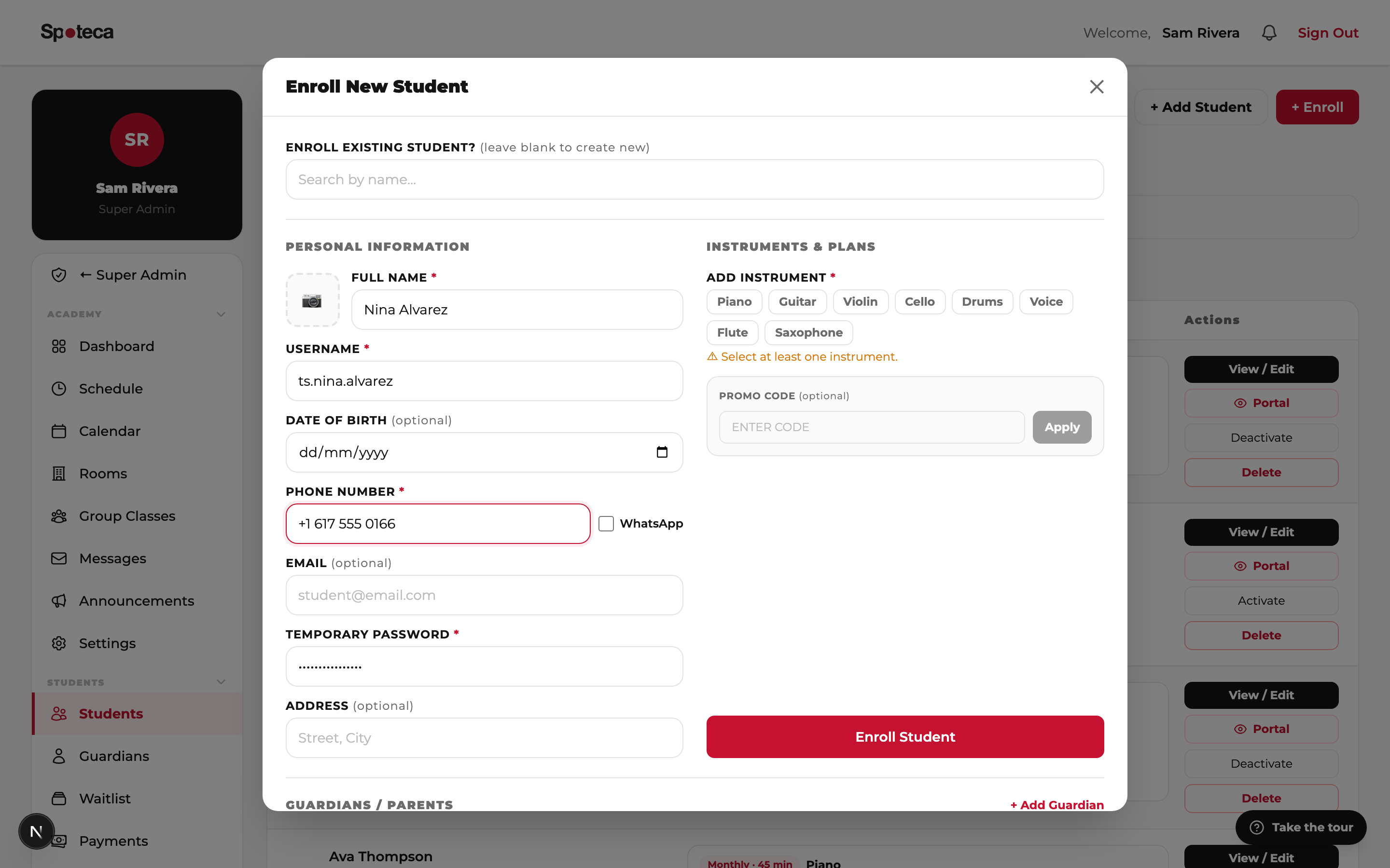 Enroll student β details