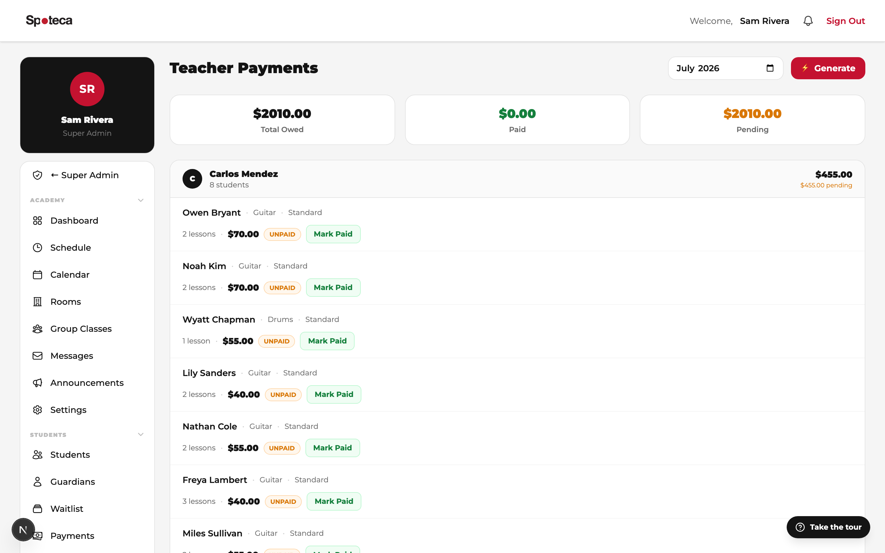 Teacher payments