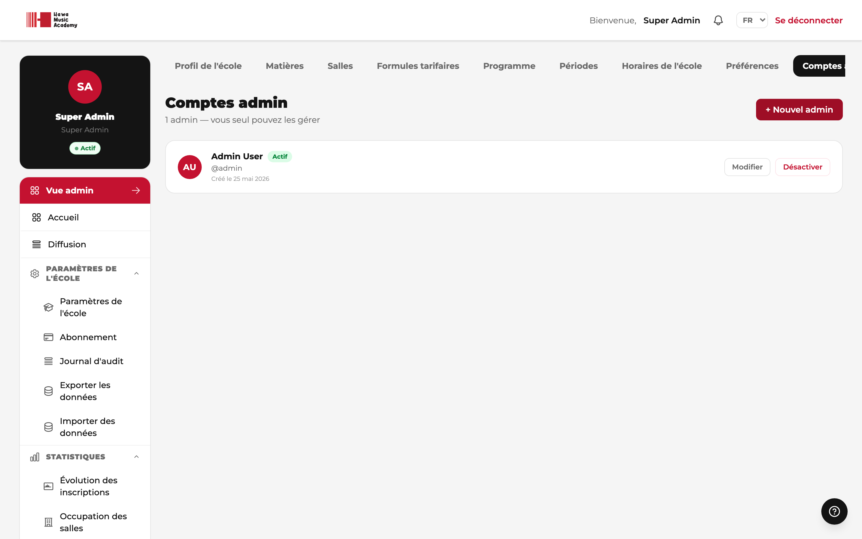 Comptes Admin