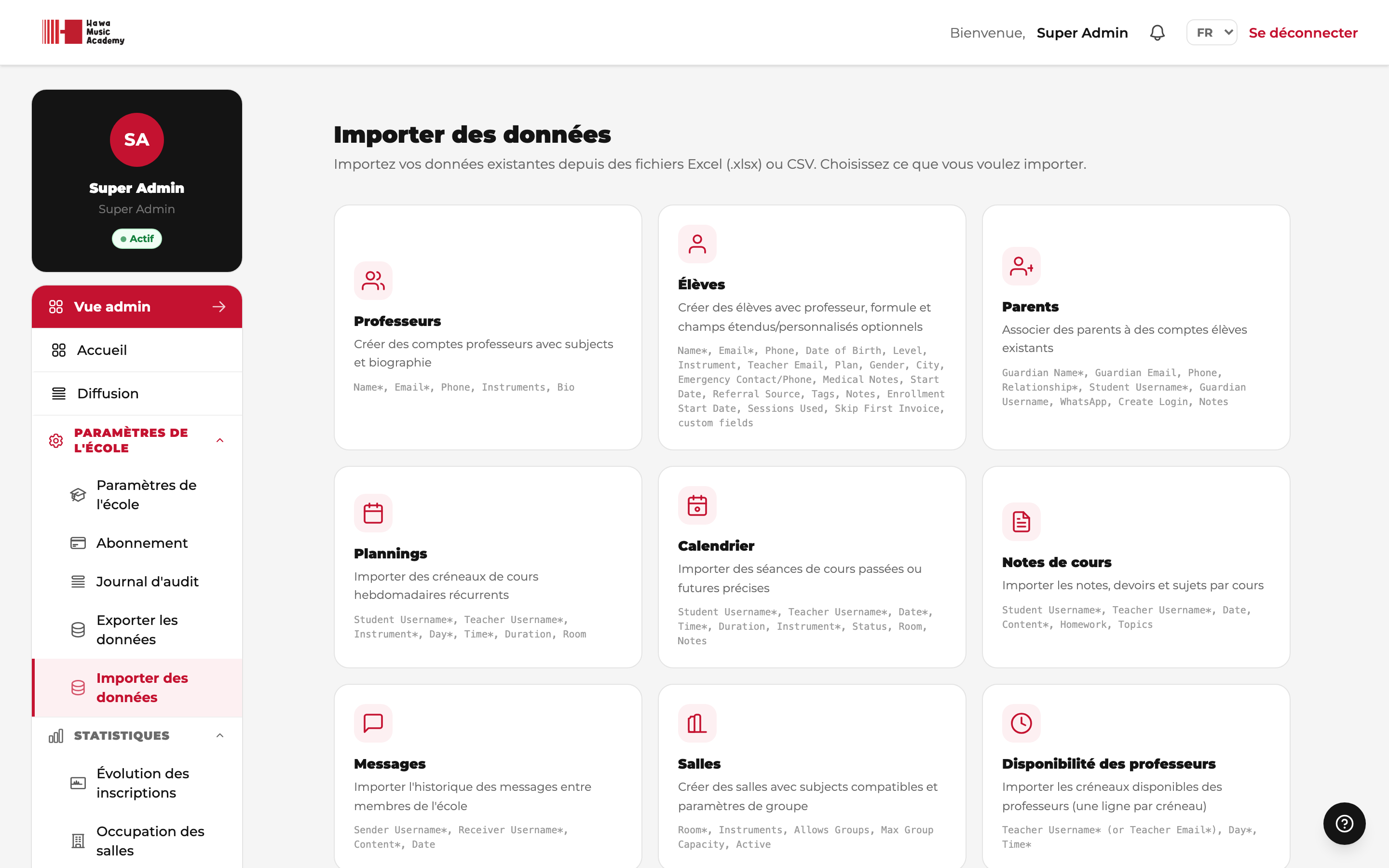 Importer des données
