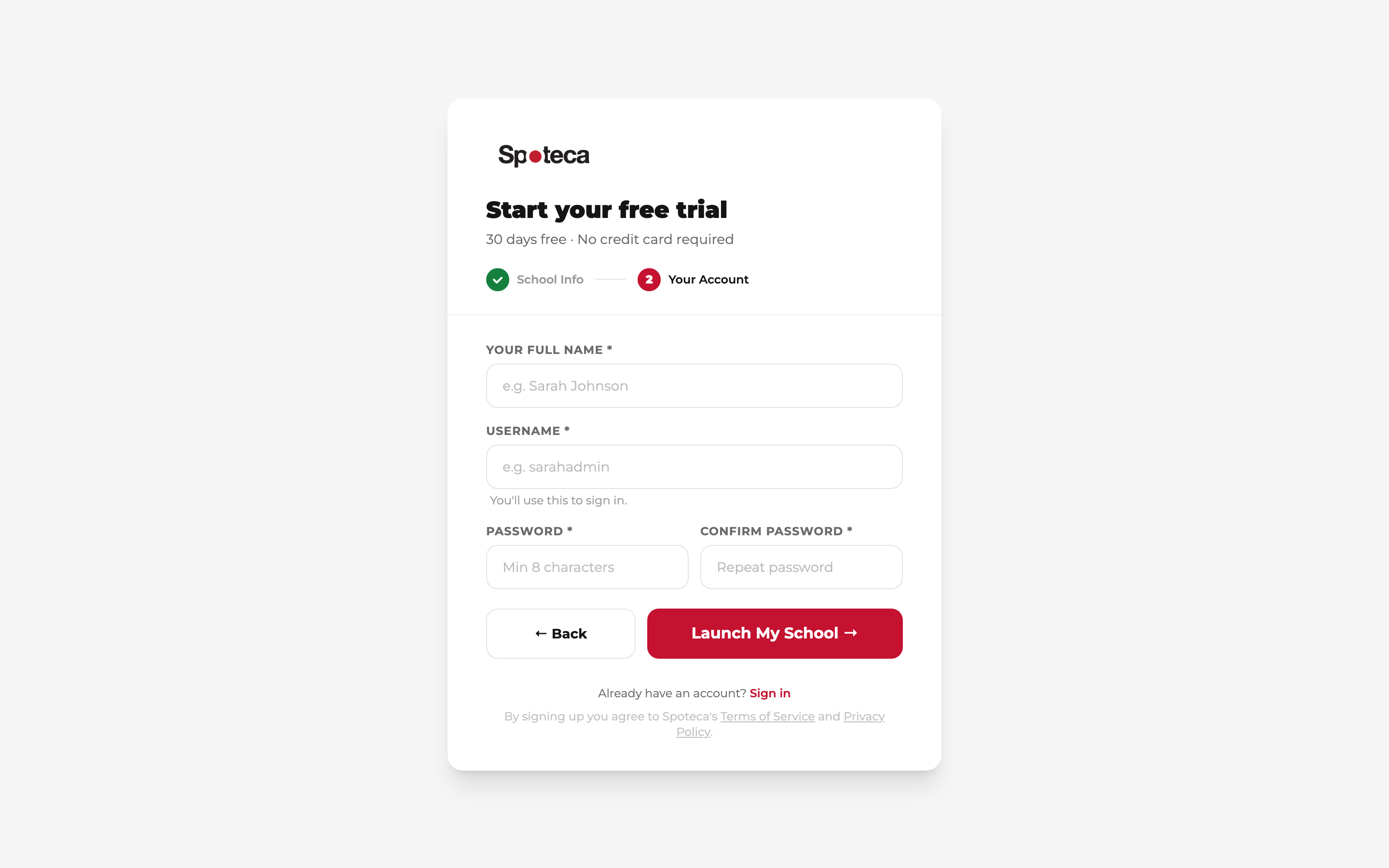 Registo — conta