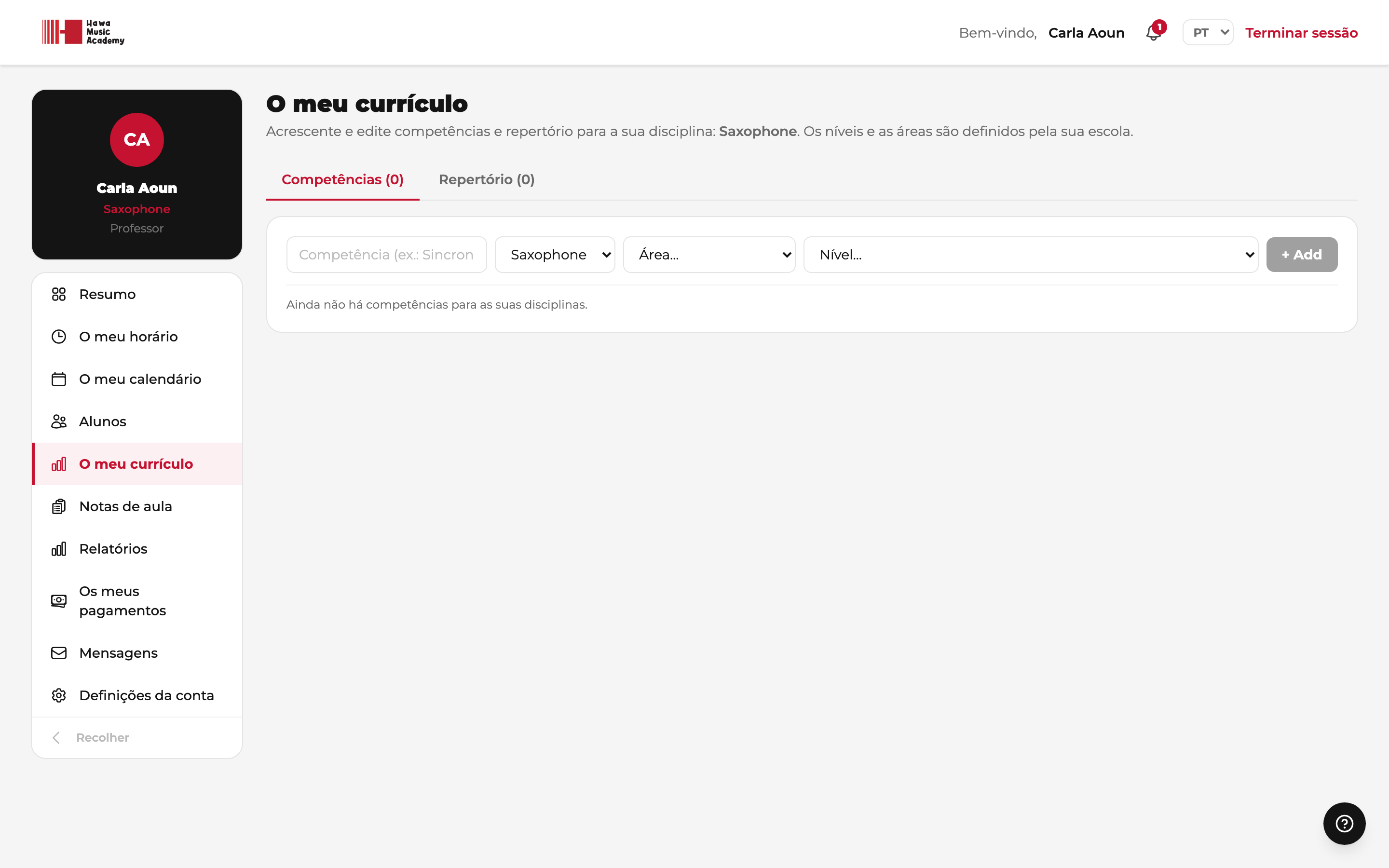Currículo do professor