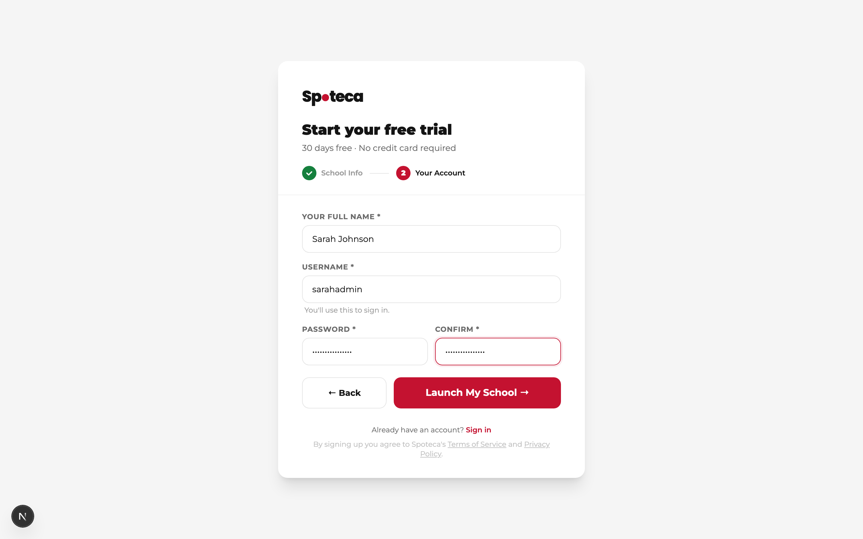 Signup β account