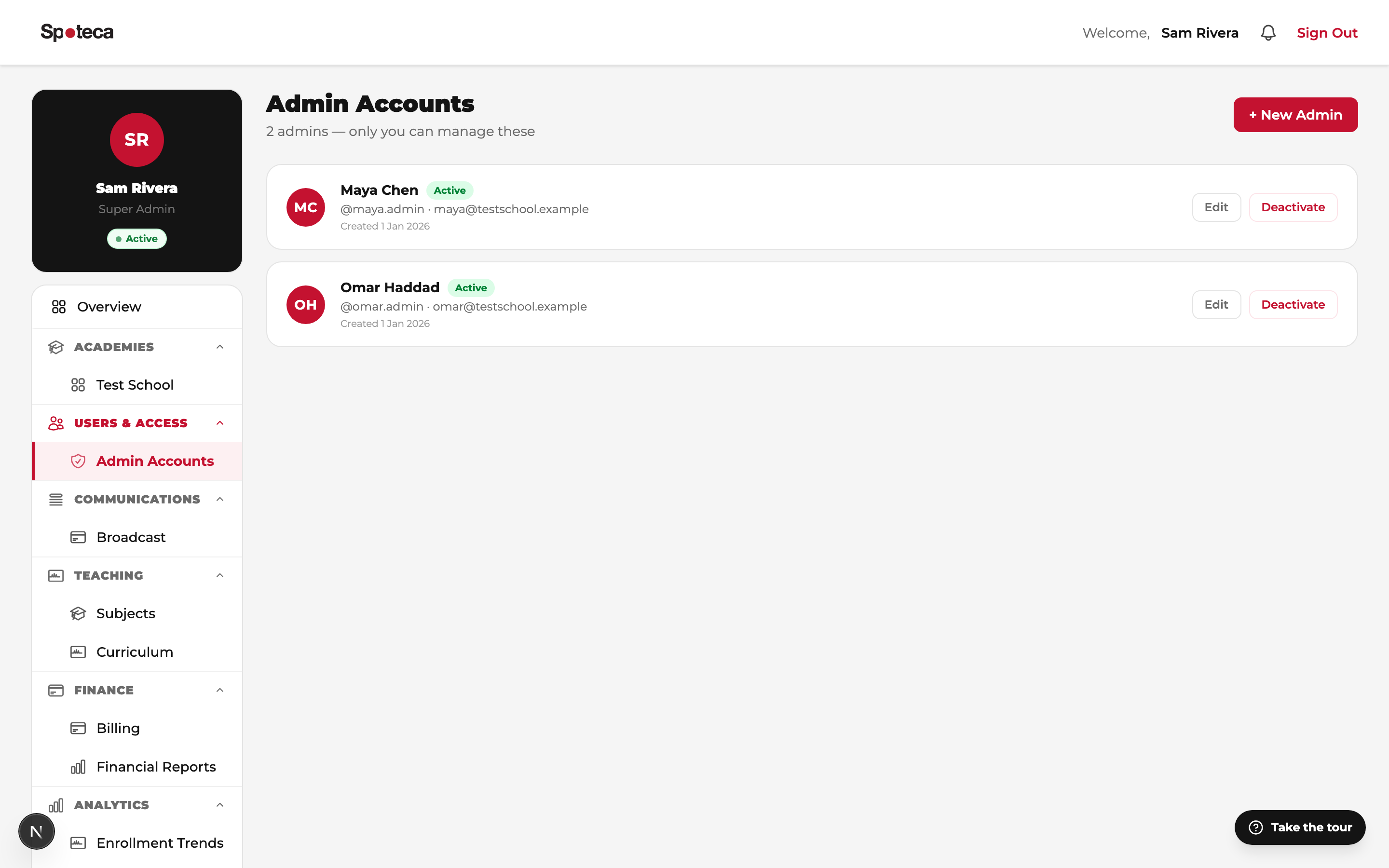 Admin accounts