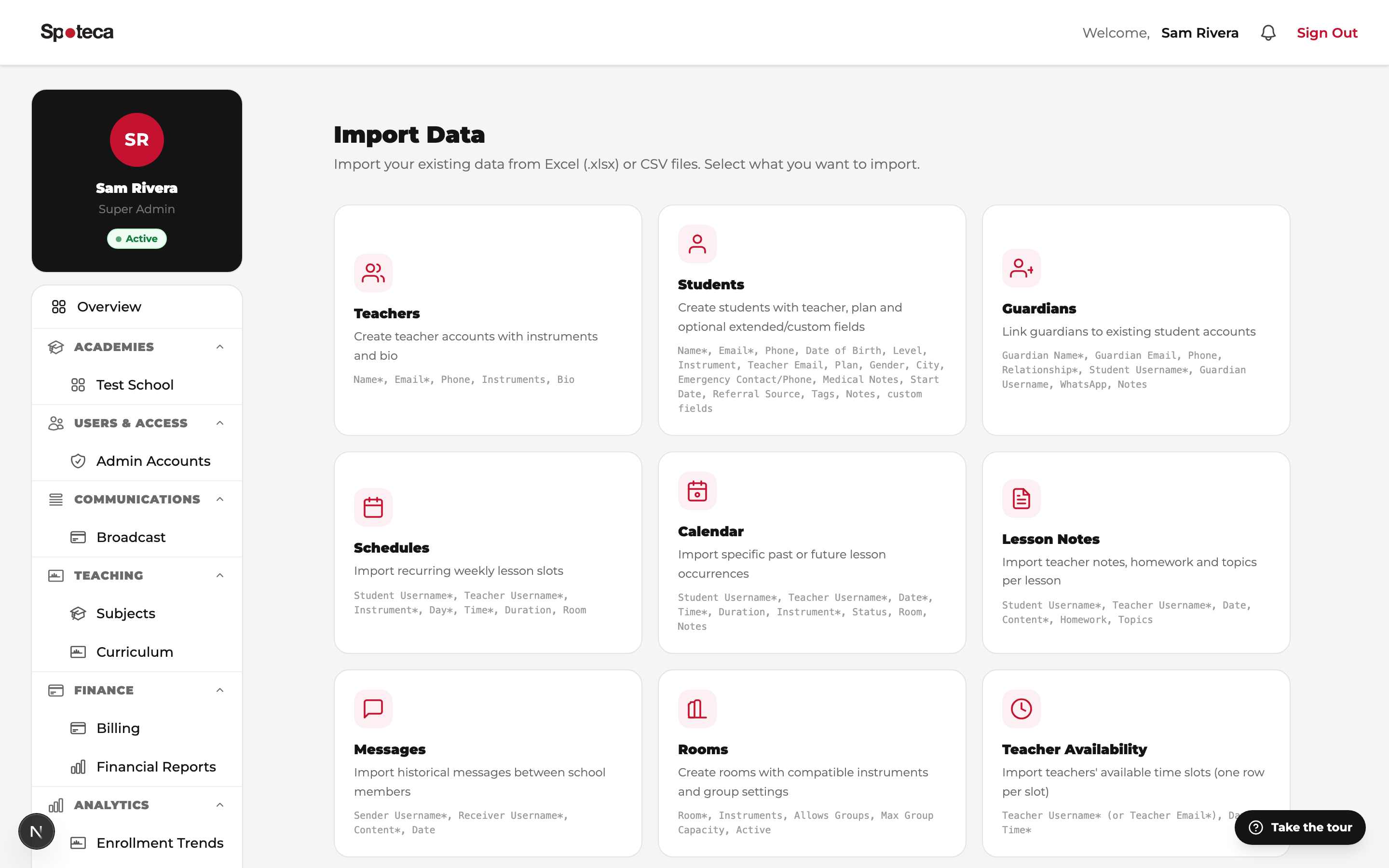 Import data