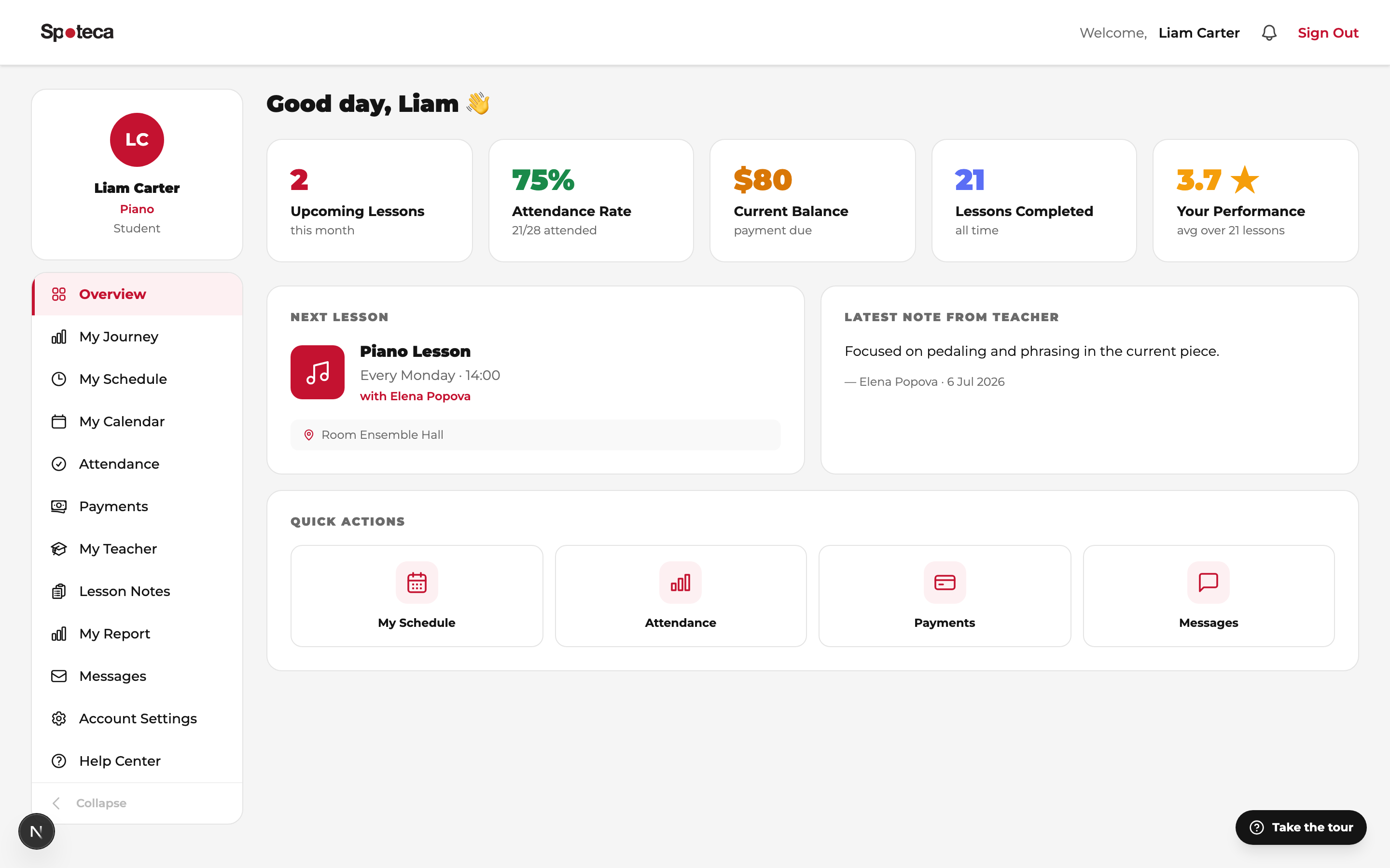Student overview