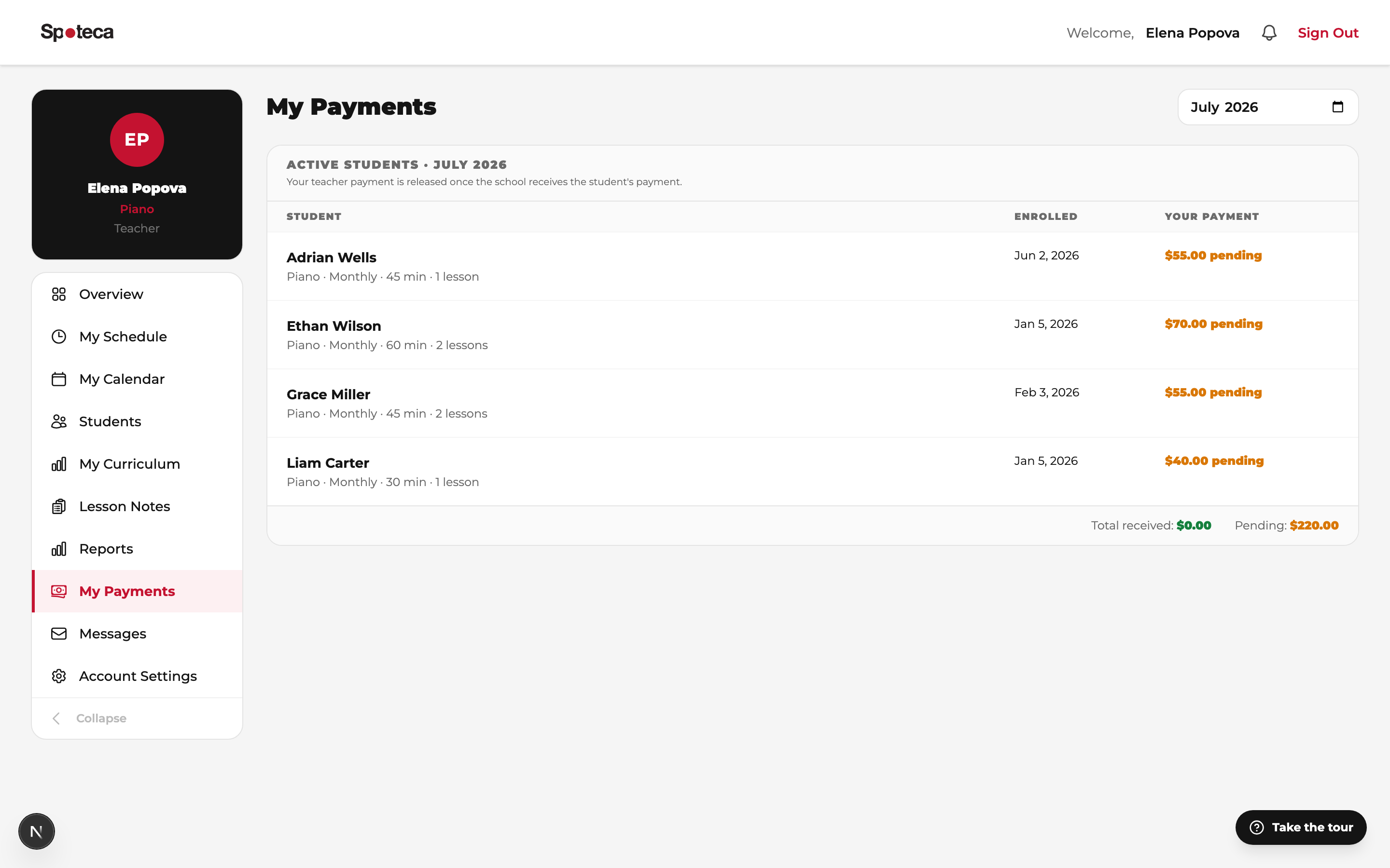My payments